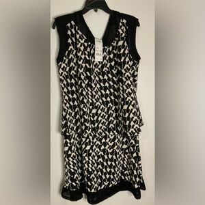 Ny Collection black and white geometric sleeveless top with skirt set size XL